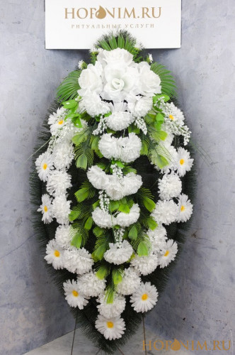 Белоснежный ритуальный венок 110-32